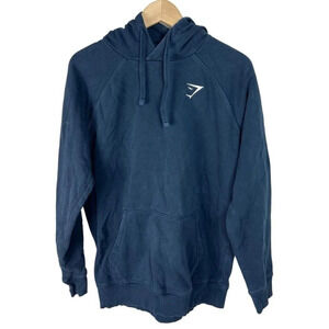 Gymshark Navy Blue Hoodie Size Medium Cotton Blend Logo Men’s